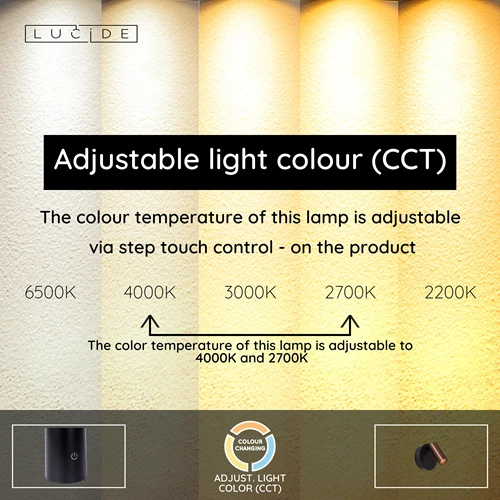 Lucide TONI - Rechargeable Wall spotlight / Wall light - Battery pack - Ø 8,1 cm - LED Dim. - CCT - 1x2W 2700K/4000K - Magnetic - Coffee - USP